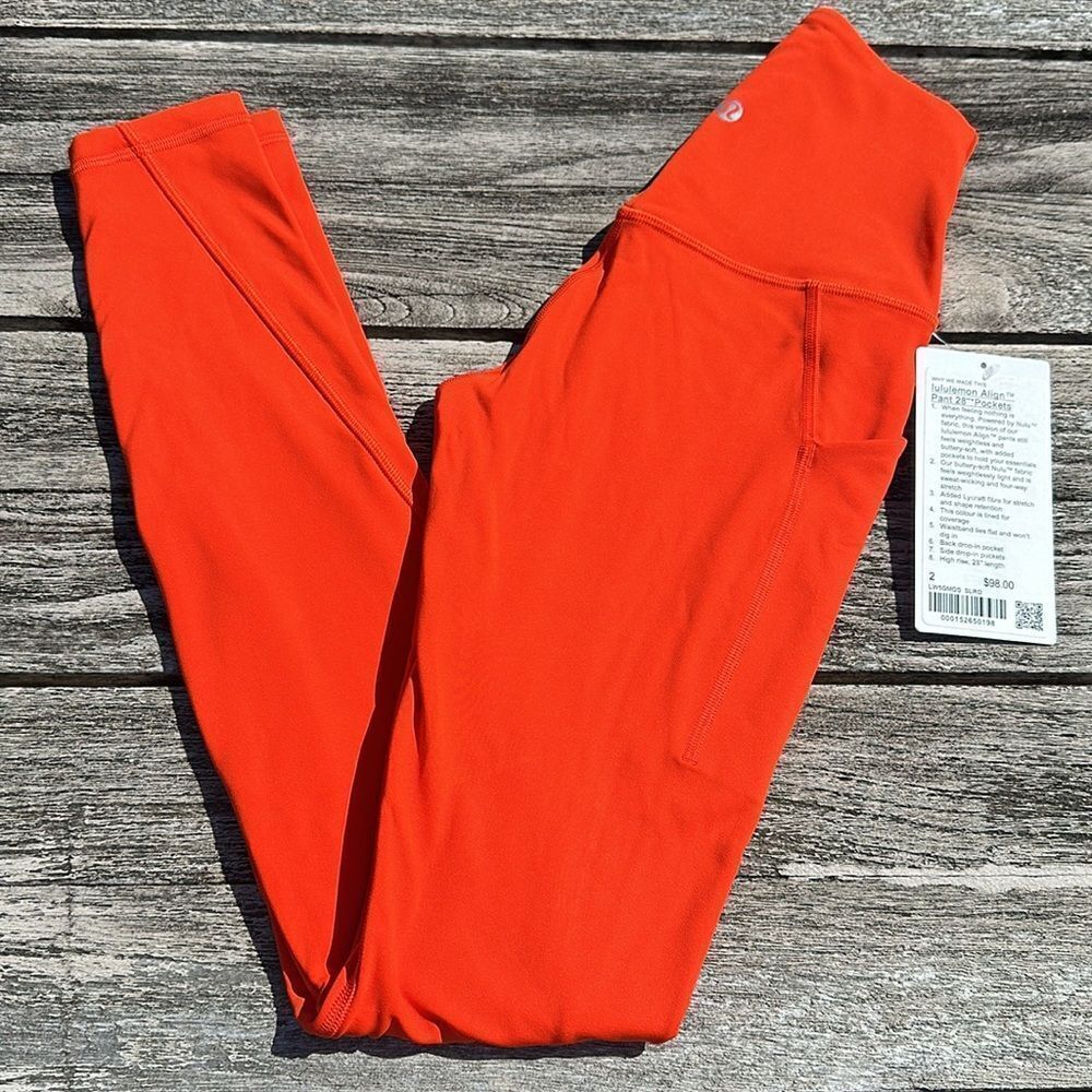 Lululemon Align High-Rise Pant 28" Pockets Solar Orange NWT size 2